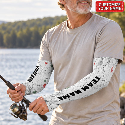 Custom Name and Team White Crackle Pattern Sun Protection Arm Sleeves