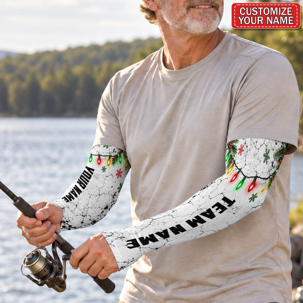 Personalized Christmas Lights and Snowflakes Sun Protection Arm Sleeves