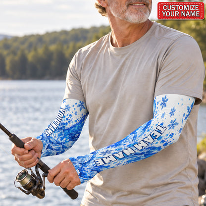 Personalized Blue Ice and Snowflake Sun Protection Arm Sleeves