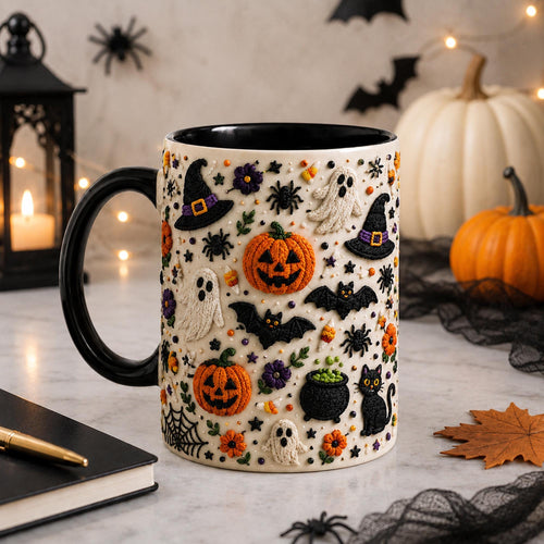 Ghost Pumpkin Witch Hat Coffee 3D Mug Ceramic