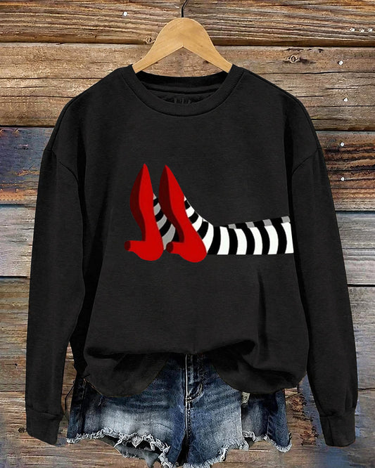 Women's Halloween Printed Casual Crew Neck Long Sleeve Sweatshirt