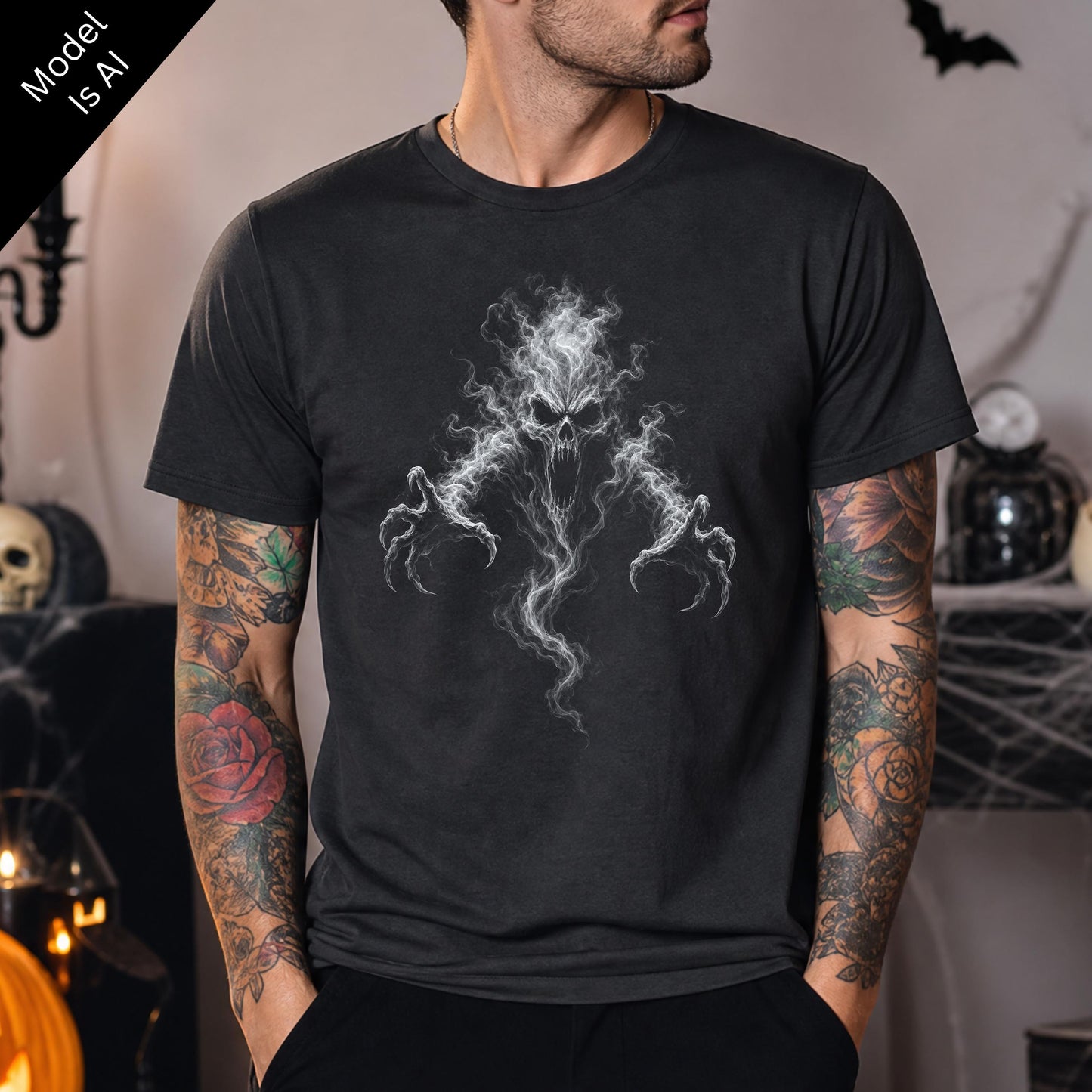 Smoke Skull Ghost PNG Screaming Reaper Shirt