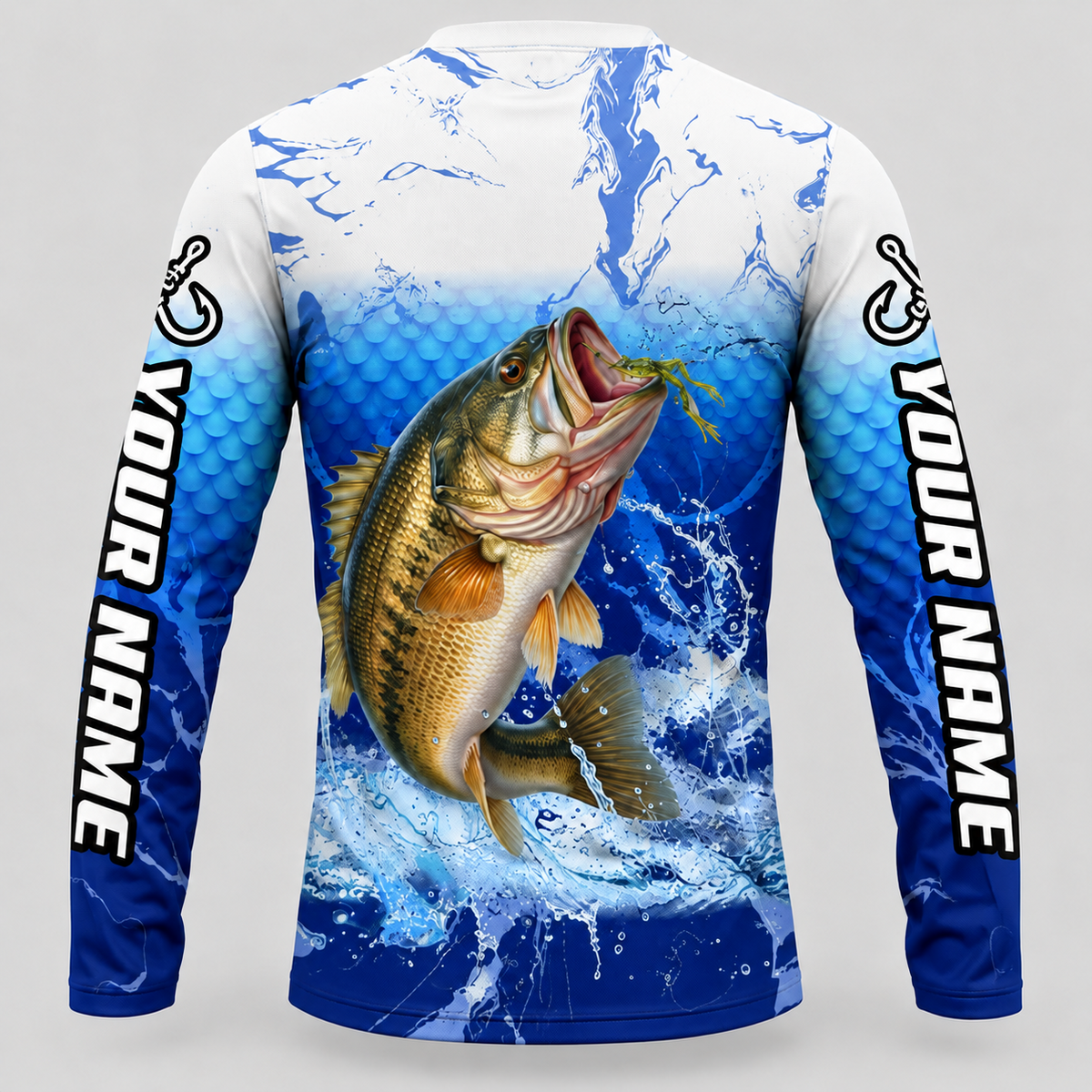 Largemouth Bass Fishing UPF Long Sleeve Shirts - Custom Name & Team
