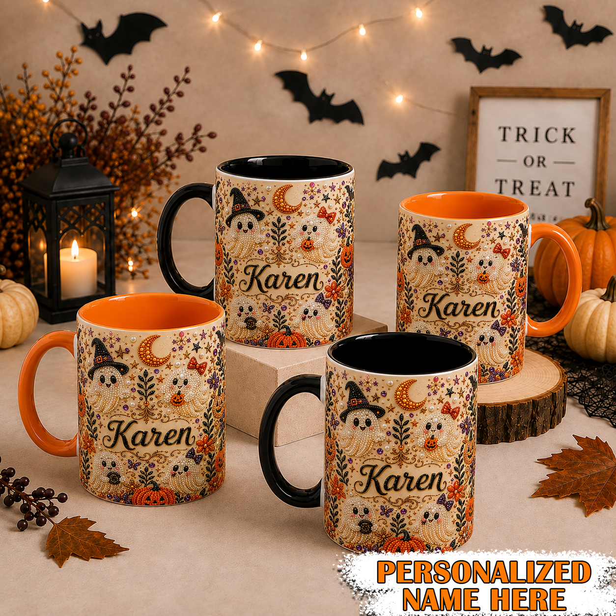 3D Effect Ghost Coffee Cup  Spooky Fall Gift