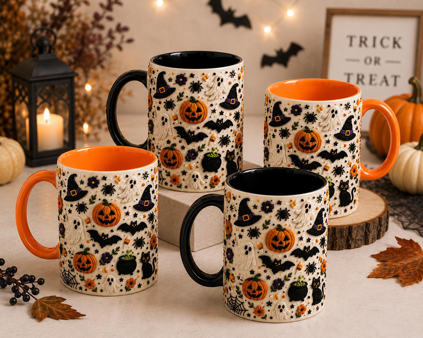 Ghost Pumpkin Witch Hat Coffee 3D Mug Ceramic