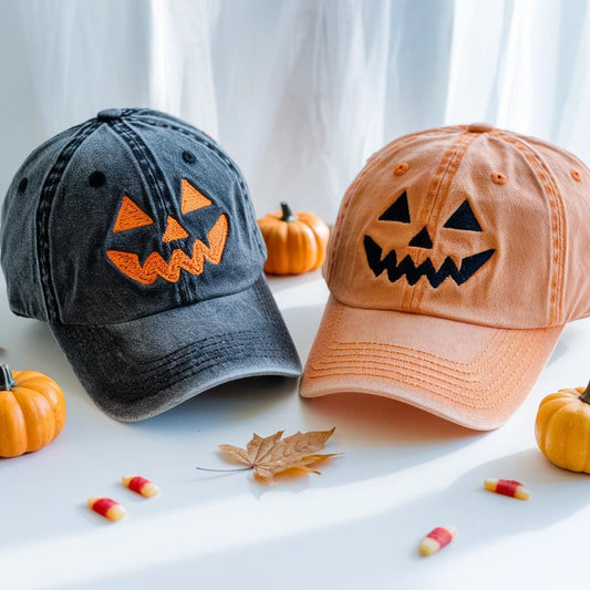 Embroidered Jack-o-lantern Baseball Hat, Spooky Halloween Costume Cap