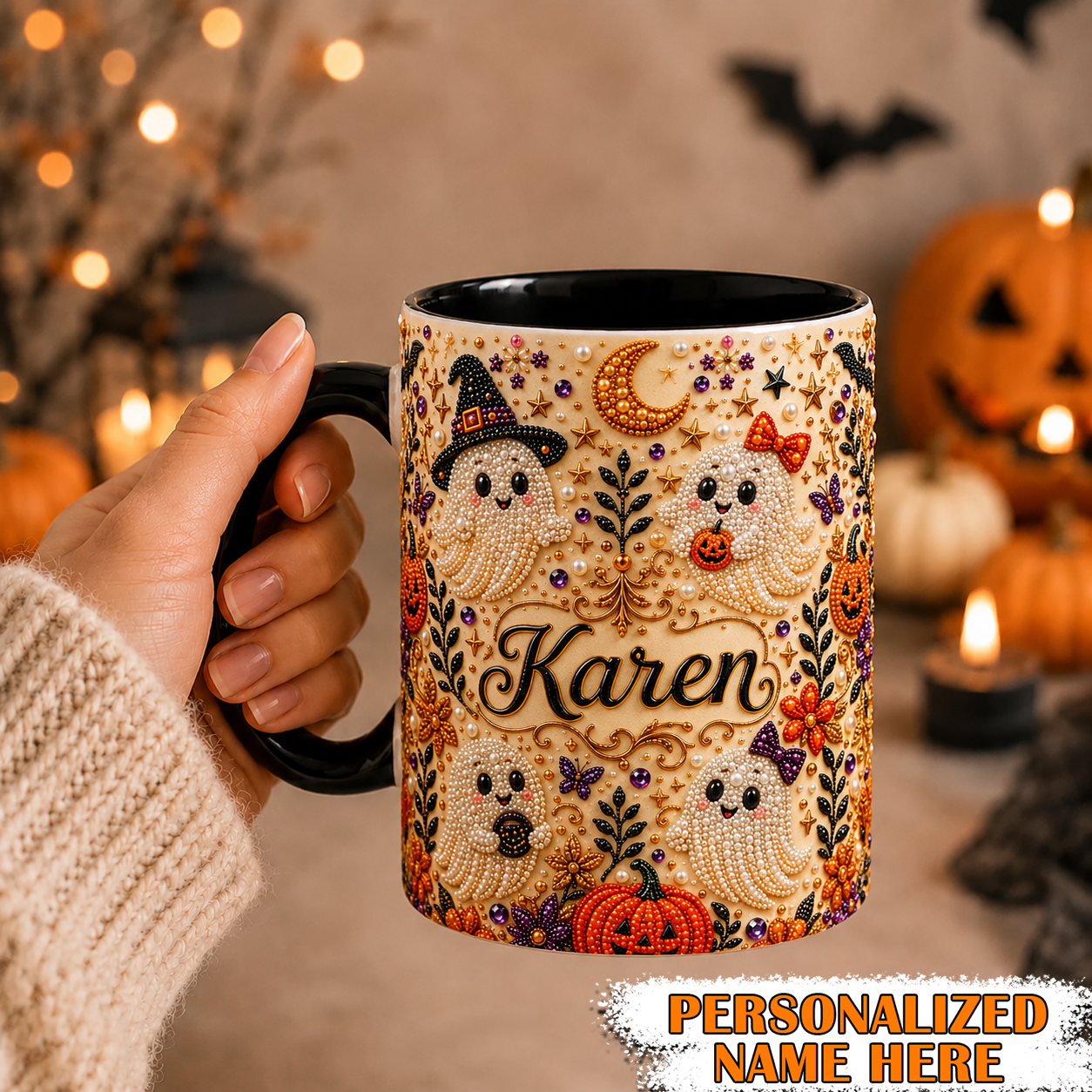 3D Effect Ghost Coffee Cup  Spooky Fall Gift