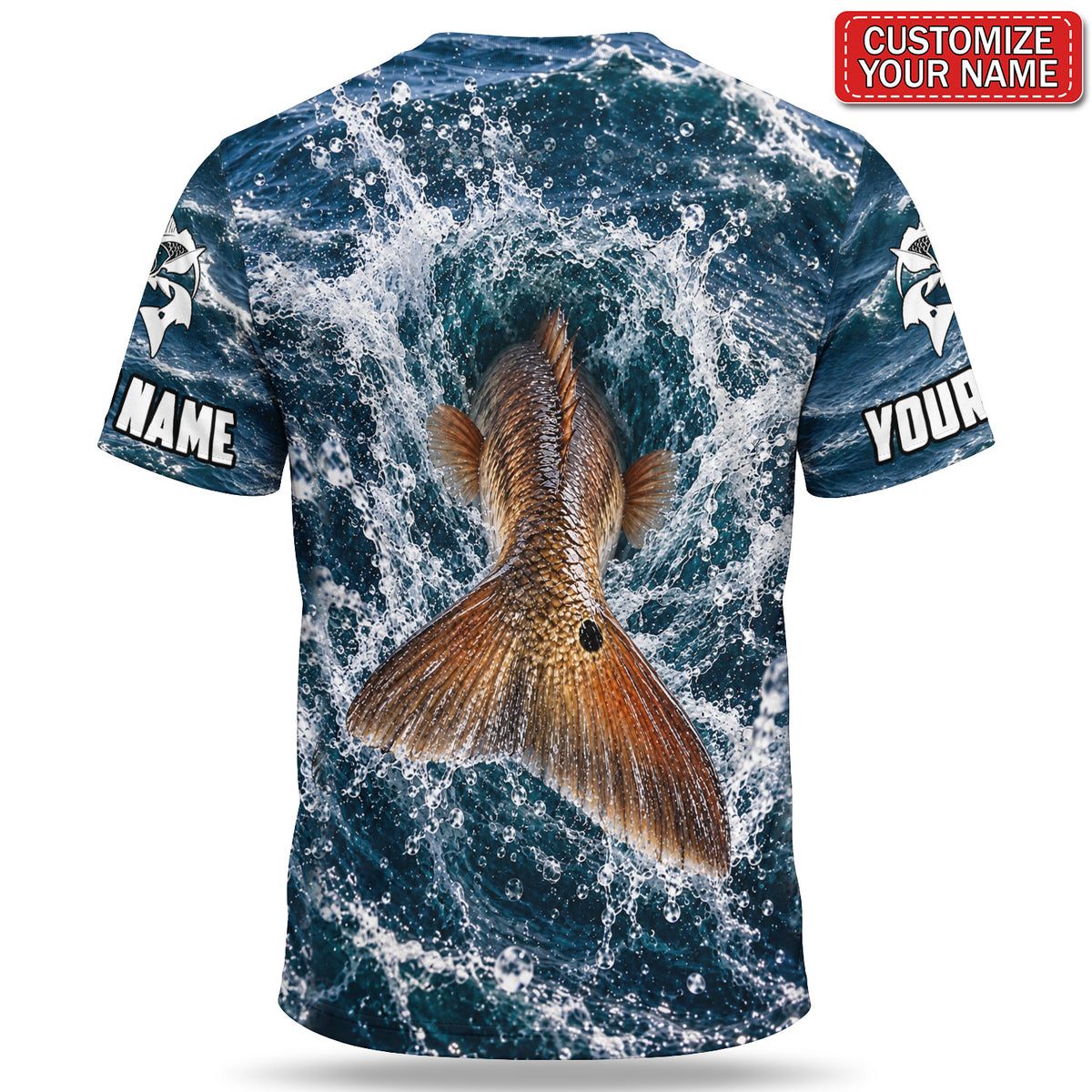 Personalized Copper-Colored Fish Splash 3D Fishing T-Shirt