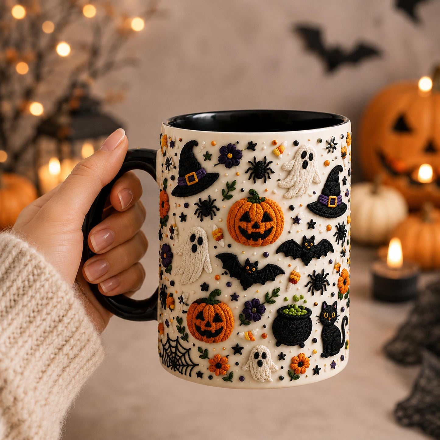 Ghost Pumpkin Witch Hat Coffee 3D Mug Ceramic
