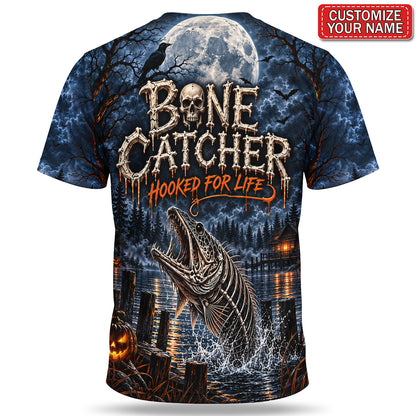 Personalized Where the Dead Go to Fish Skeleton Fishing 3D T-Shirt