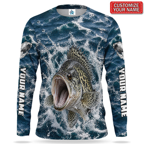 Crappie Splash Personalized UPF Sun Protection Fishing Long Sleeve Shirt