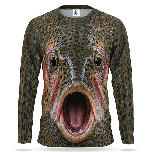 Rainbow Trout Face Fishing Long Sleeve Shirt for Adults