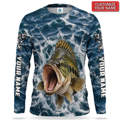 Bass Splash Personalized UPF Sun Protection Fishing Long Sleeve Shirt