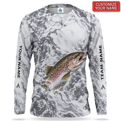 Personalized Rainbow Trout Splash UPF Sun Protection Fishing Long Sleeve Shirt