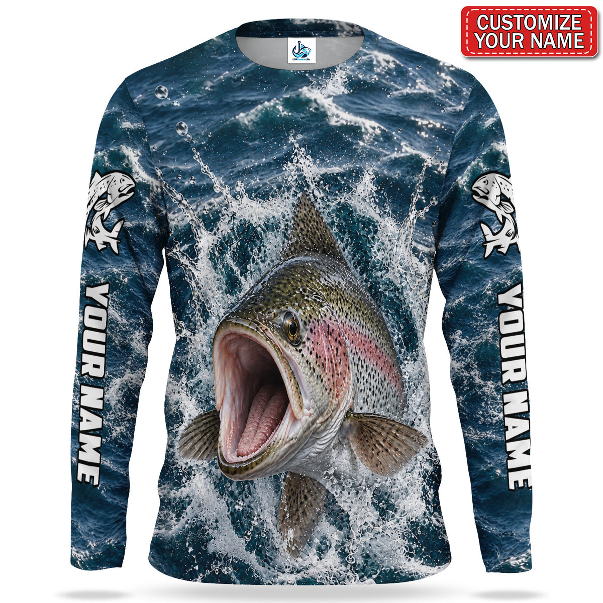 Rainbow Trout Personalized UPF Sun Protection Fishing Long Sleeve Shirt