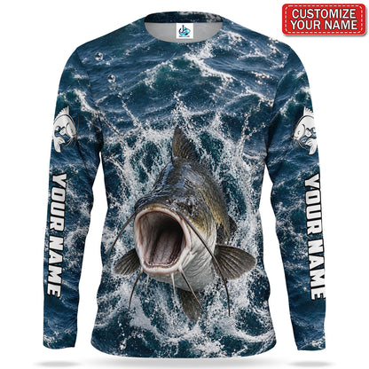 Catfish Splash Personalized UPF Sun Protection Fishing Long Sleeve Shirt