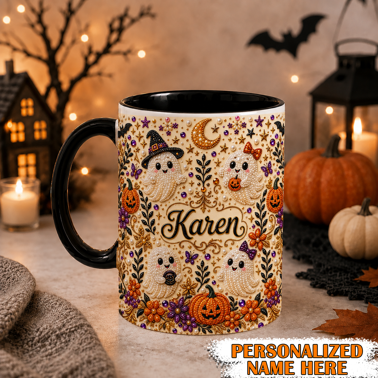 3D Effect Ghost Coffee Cup  Spooky Fall Gift