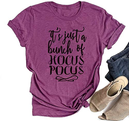 Tuwbue Classic Hocus Pocus Women's Halloween T-Shirt Cotton Blend