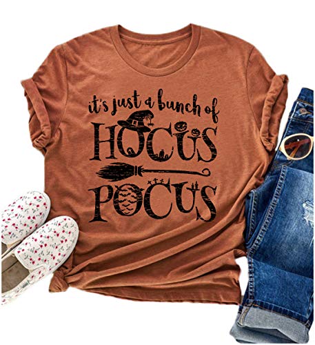 Tuwbue Classic Hocus Pocus Women's Halloween T-Shirt Cotton Blend
