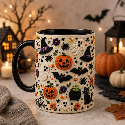 Ghost Pumpkin Witch Hat Coffee 3D Mug Ceramic