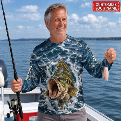 Bass Splash Personalized UPF Sun Protection Fishing Long Sleeve Shirt