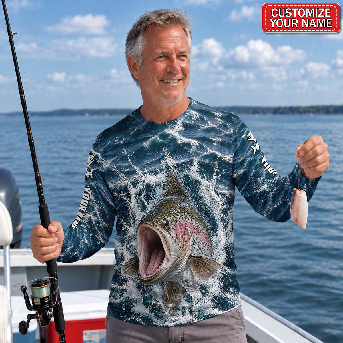 Rainbow Trout Personalized UPF Sun Protection Fishing Long Sleeve Shirt