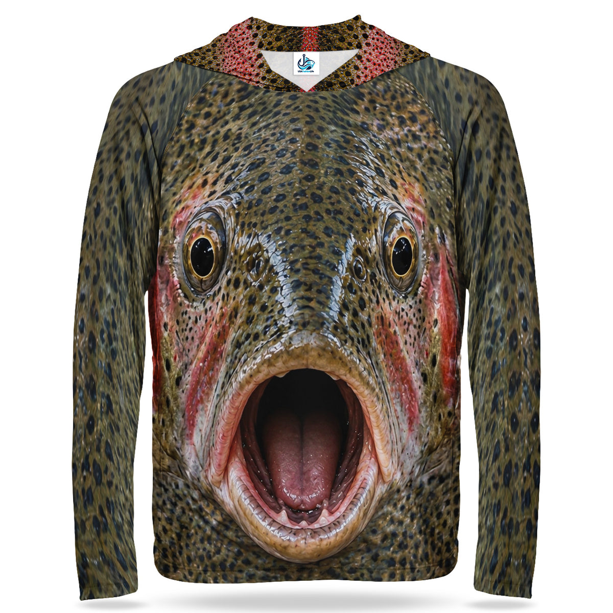 Rainbow Trout Face and Speckled Pattern Fishing Hoodie
