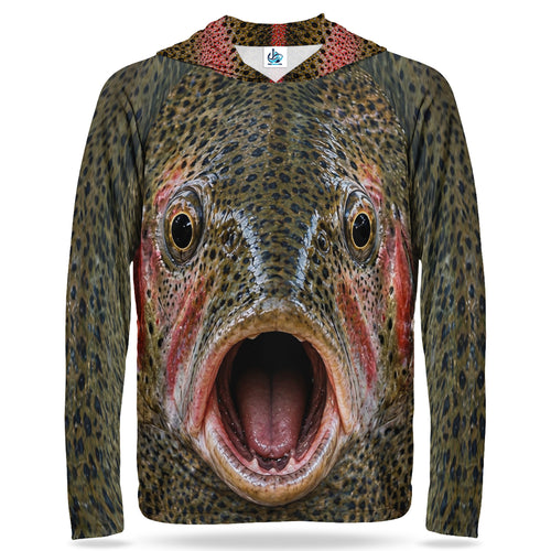 Rainbow Trout Face and Speckled Pattern Fishing Hoodie