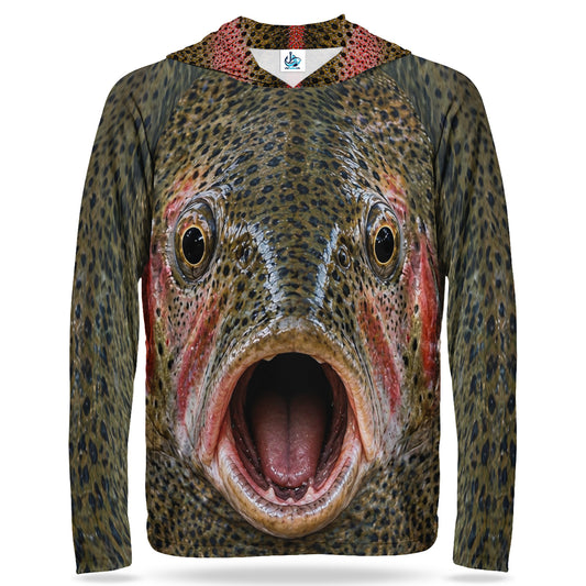 Rainbow Trout Face and Speckled Pattern Fishing Hoodie