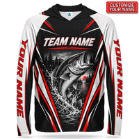Bass and Red Sunset Personalized Team UPF Sun Protection Fishing Hoodie