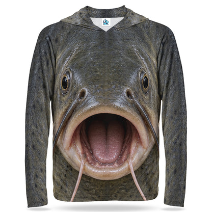 Catfish Face With Whiskers UPF Sun Protection Fishing Hoodie