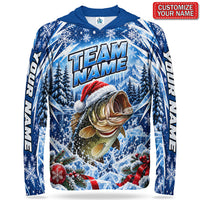 Santa Hat Bass Personalized UPF Sun Protection Fishing Hoodie