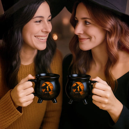 Personalized Witch & Black Cat Halloween Cauldron Mug