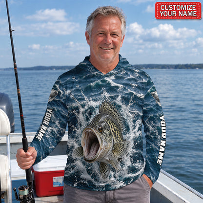 Crappie Splash Personalized UPF Sun Protection Fishing Hoodie