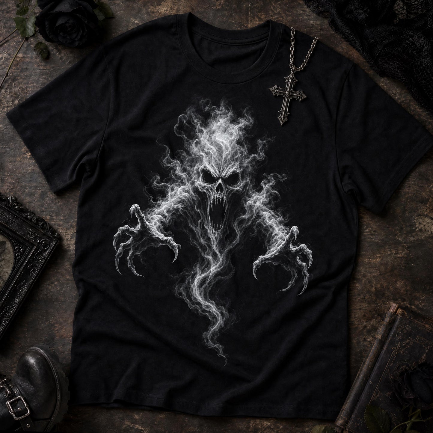 Smoke Skull Ghost PNG Screaming Reaper Shirt