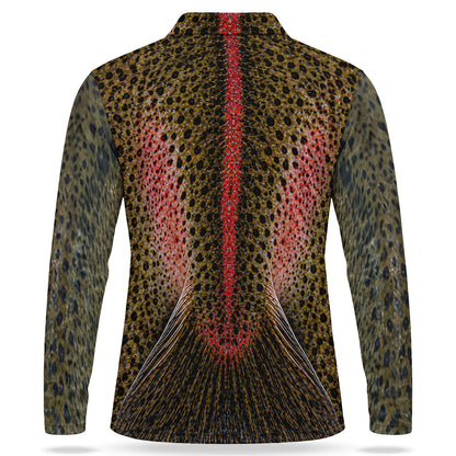 Rainbow Trout Face Men's Long Sleeve Fishing Polo