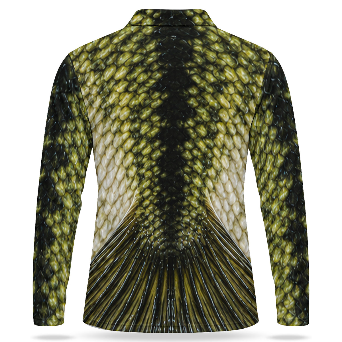 Open-Mouth Fish Face Men's Long Sleeve Fishing Polo