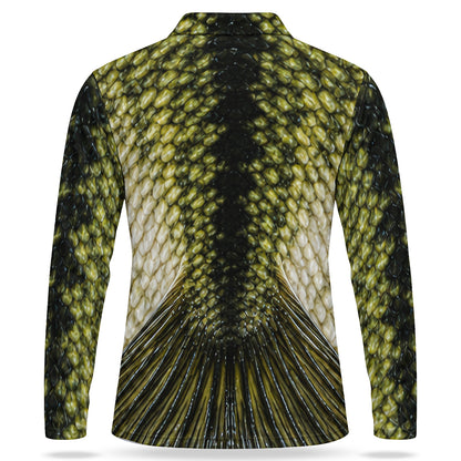 Open-Mouth Fish Face Men's Long Sleeve Fishing Polo