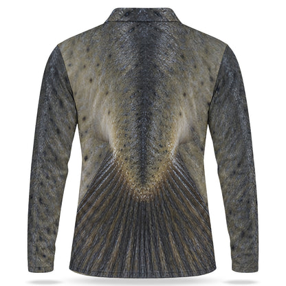 Catfish Face and Whiskers Men's Long Sleeve Fishing Polo
