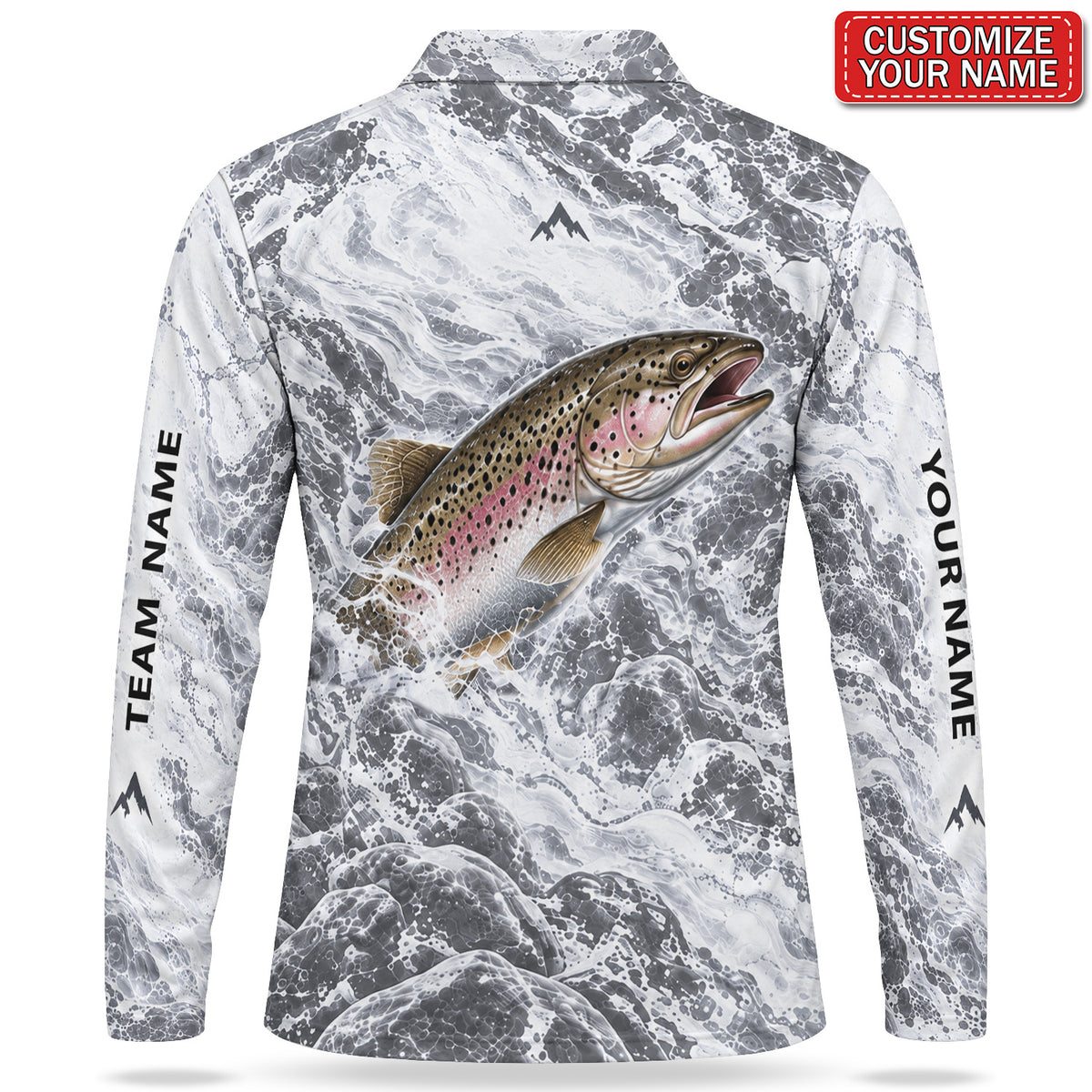 Personalized Rainbow Trout Water Splash Fishing Men's Long Sleeve Polo