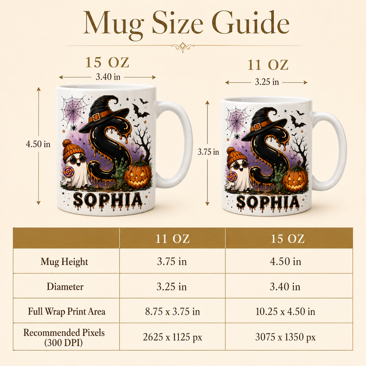 Halloween Letter Personalized Mug, Dripping Ghost Witch Coffee Mug
