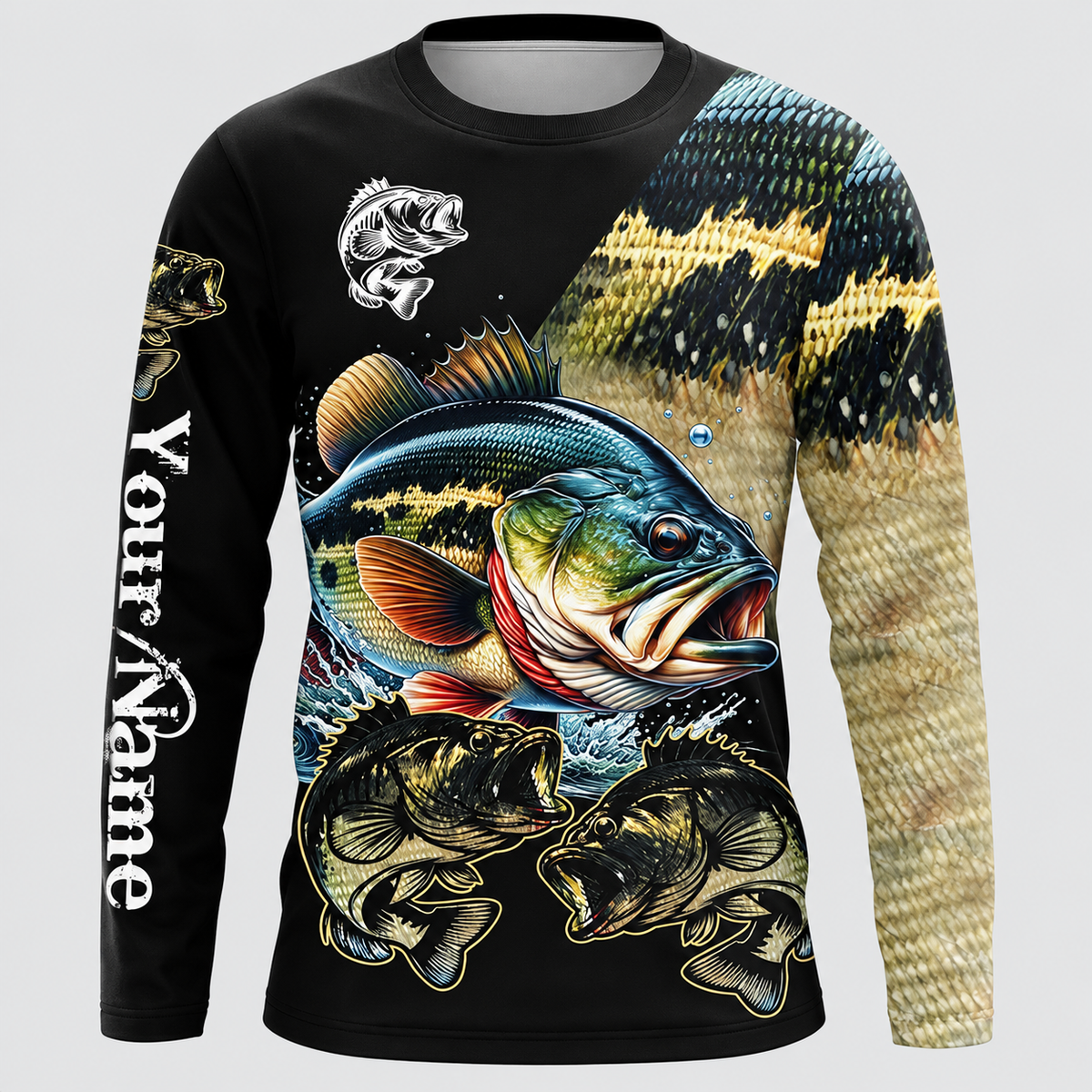 Largemouth Bass Fishing UPF Long Sleeve Shirts - Personalized Fishing Gift