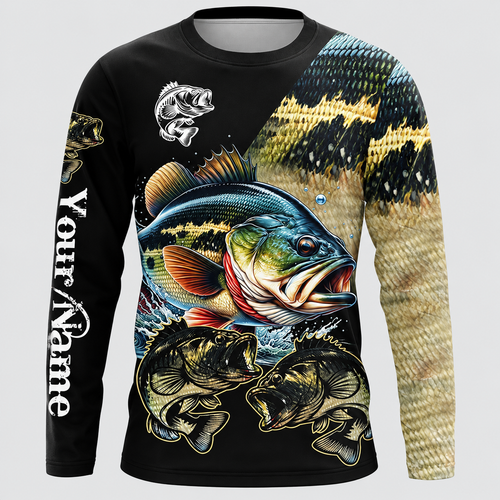 Largemouth Bass Fishing UPF Long Sleeve Shirts - Personalized Fishing Gift
