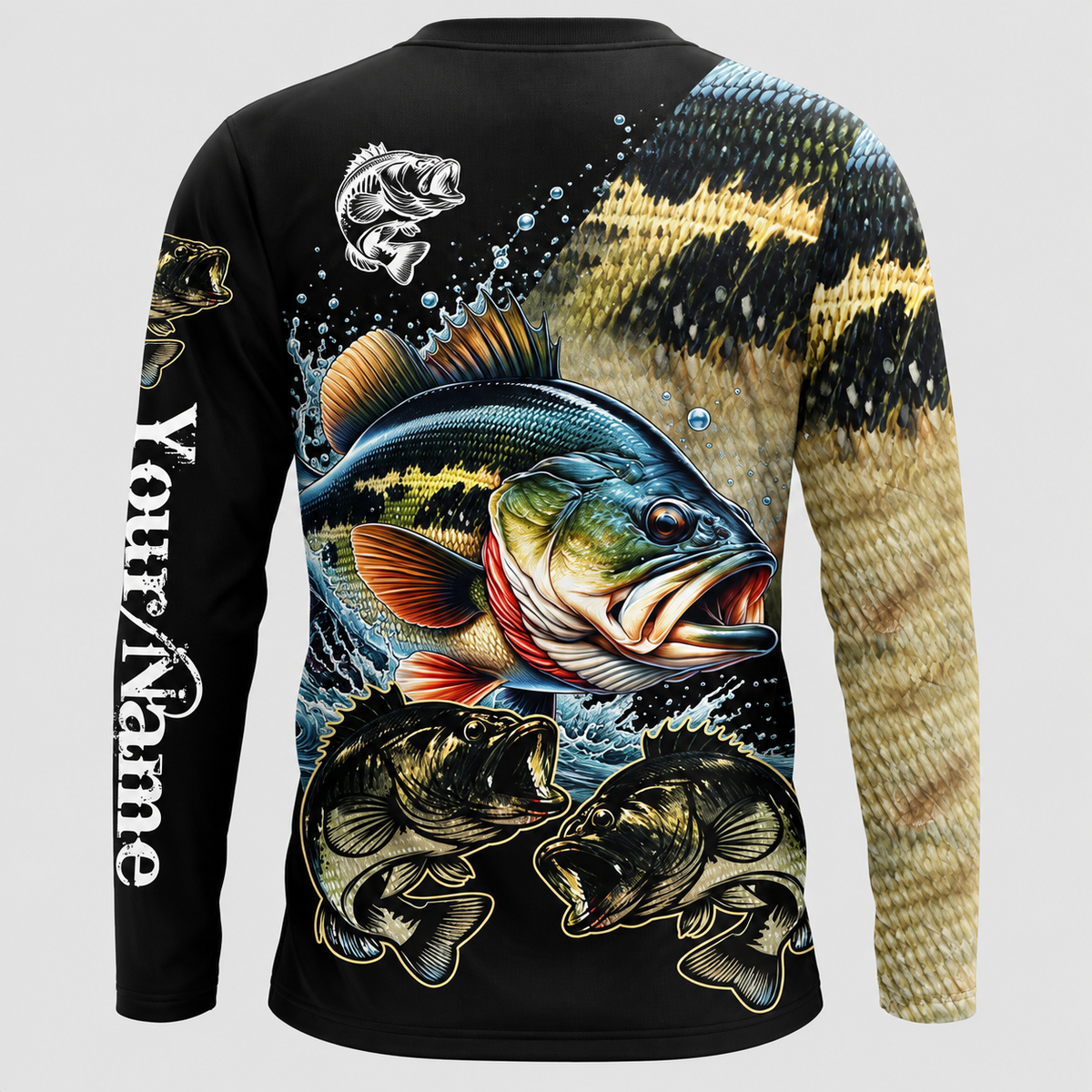 Largemouth Bass Fishing UPF Long Sleeve Shirts - Personalized Fishing Gift