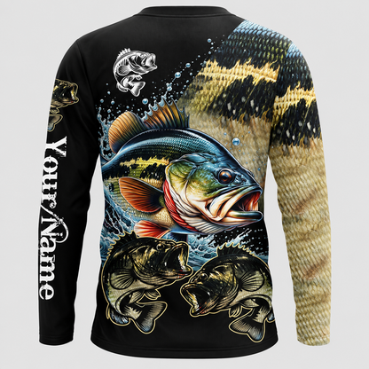 Largemouth Bass Fishing UPF Long Sleeve Shirts - Personalized Fishing Gift