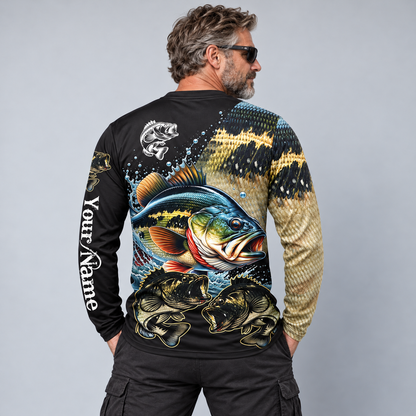 Largemouth Bass Fishing UPF Long Sleeve Shirts - Personalized Fishing Gift