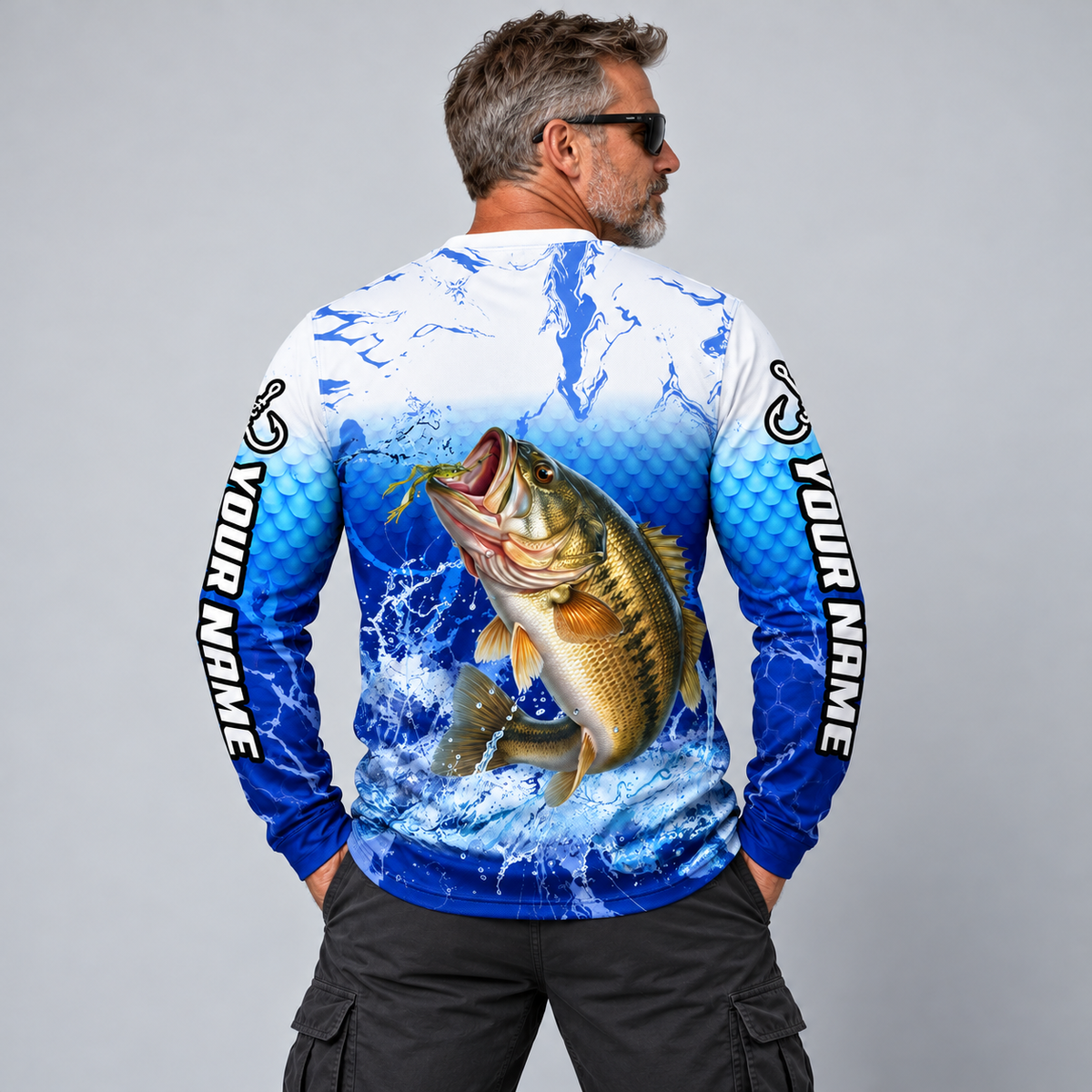 Largemouth Bass Fishing UPF Long Sleeve Shirts - Custom Name & Team