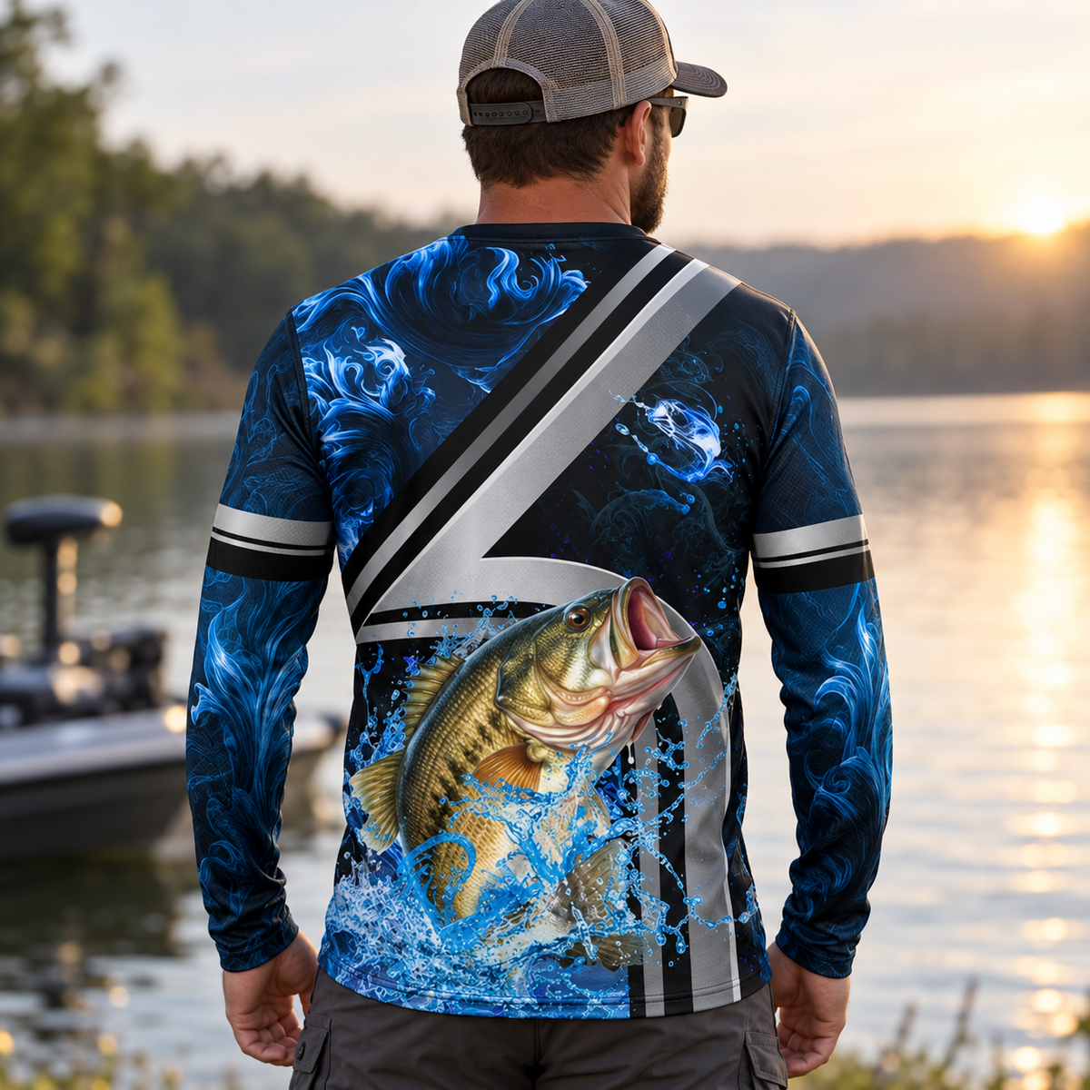 Custom Name Bass Fishing Power UPF Long Sleeve 3D Shirts