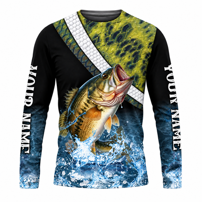 Custom Bass Fishing Jersey – Personalized UPF Long Sleeve Fishing Shirt