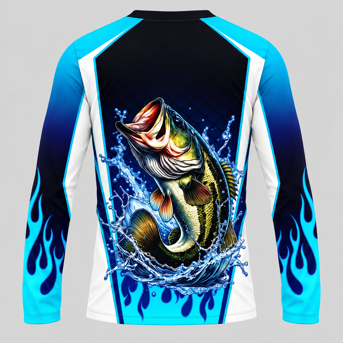 Personalized Bass Fishing Shirt for Men – UPF Long Sleeve Fishing Jersey